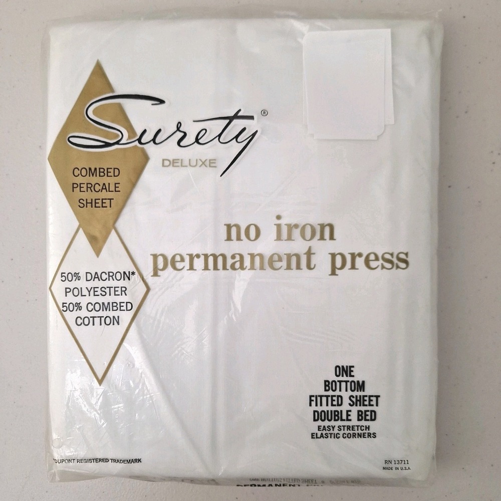 VTG Surety Deluxe No-Iron Perm. Press Combed Percale Double Bottom Fitted Sheet
